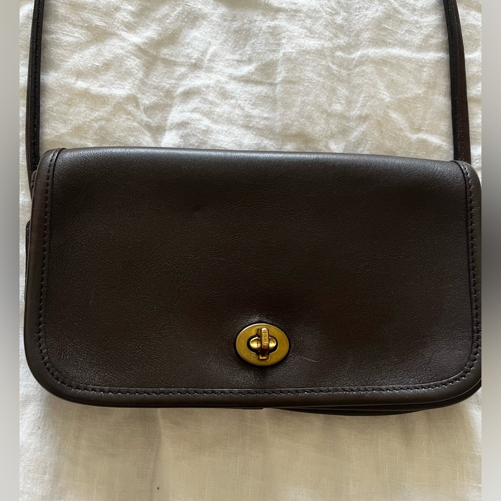 Vintage chocolate brown Coach small crossbody bag